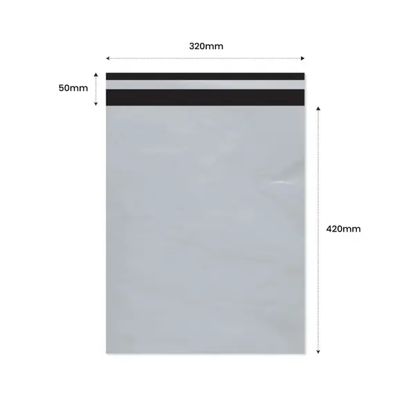 Plic Curier cu Adeziv 320X420mm + 50mm clapeta - LDPE alb + negru