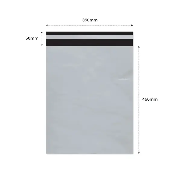 Plic Curier cu Adeziv 350X450mm + 50mm clapeta - LDPE alb + negru