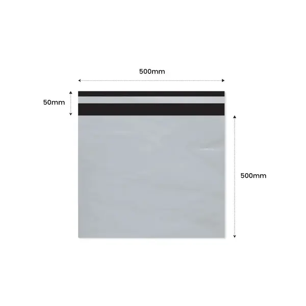 Plic Curier cu Adeziv 500X500mm + 50mm clapeta - LDPE alb + negru