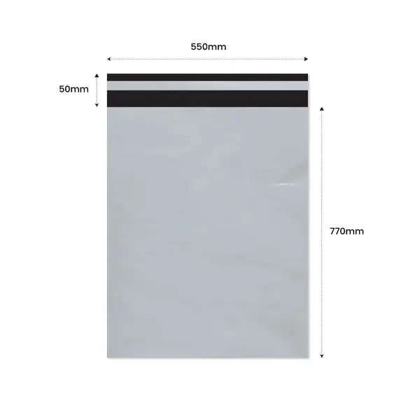 Plic Curier cu Adeziv 550X770mm + 50mm clapeta - LDPE alb + negru