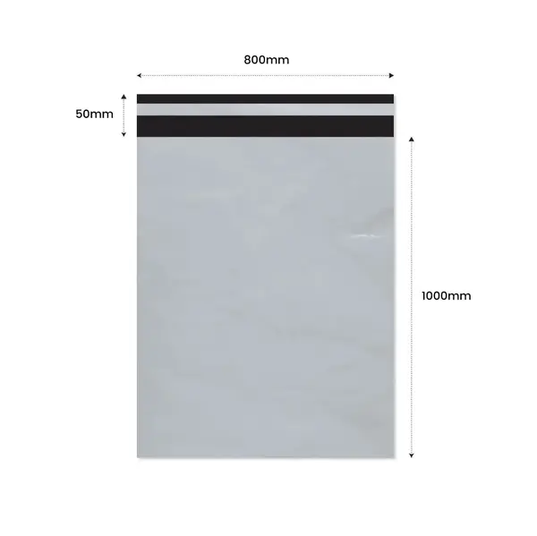 Plic Curier cu Adeziv 800X1000mm + 50mm clapeta - LDPE alb + negru