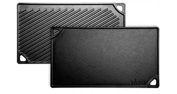 Plita din fonta cu 2 fete neteda si grill Lodge 42,5 x 24 cm L-DP3
