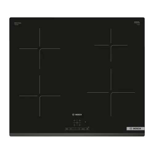 Plita electrica Bosch PUE63KBB6E, Inductie, 4 zone de gatit, 60 cm, control tactil (Negru)