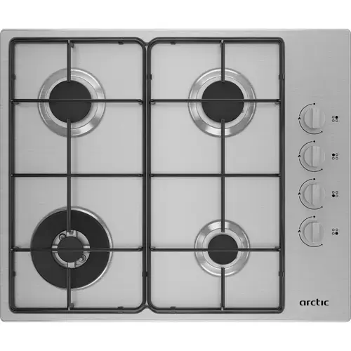 Plita incorporabila Arctic ARGW64123SX, Gaz, 4 arzatoare, Aprindere integrata, Arzator Wok, Inox