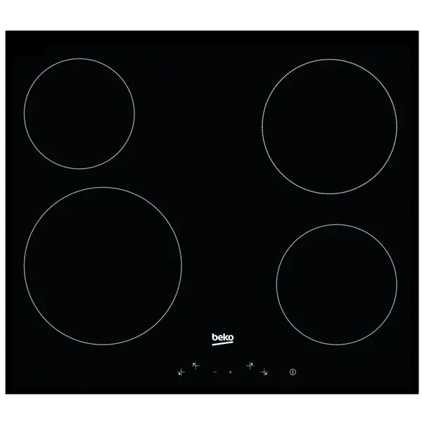 Plita incorporabila Beko HIC 64401, Vitroceramica, 4 zone de gatit, Auto Shutdown, Overheat Safety System, Control touch, 60 cm, Negru