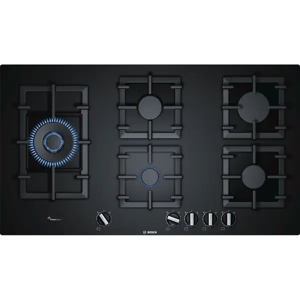 Plita incorporabila Bosch PPS9A6B90, 5 arzatoare gaz, Wok