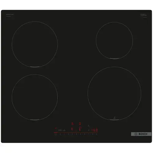Plita incorporabila Bosch PUE611HC1E, Inductie, 4 zone de gatit, PerfectFry Plus, Home Connect, Power Boost , 60cm, Negru