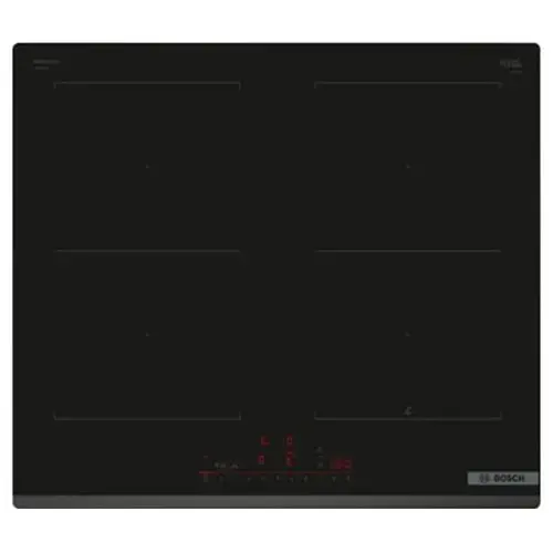 Plita incorporabila BOSCH PVQ631HC1E Seria 6, Inductie, 4 zone de gatit, DirectSelect, PerfectFry, ReStart, QuickStart, 60cm (Negru)