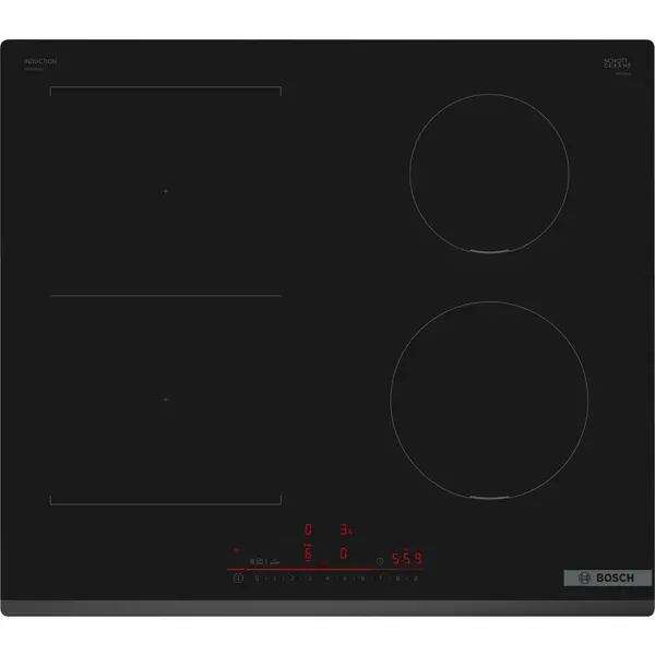 Plita incorporabila Bosch PVS631HB1E, Inductie, 4 zone de gatit, Combi Zone, Conectivitate hota, Power Boost, Home Connect, Negru
