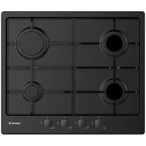Plita incorporabila Candy CHW6BRBB, Gaz, 4 arzatoare, 60 cm (Negru)