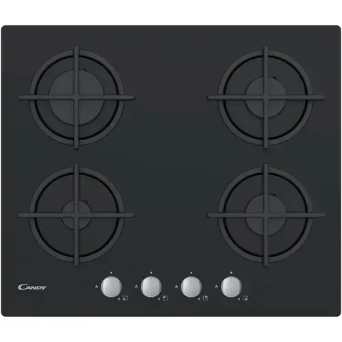 Plita incorporabila Candy CSG6B/4U2, Gaz, 4 arzatoare, Gratar fonta, 60 cm (Negru)