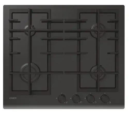Plita incorporabila CANDY CVFG6PB, Gaz, 4 zone, Grilaje fonta, Conectare hOn Sticla Securizata (Negru)