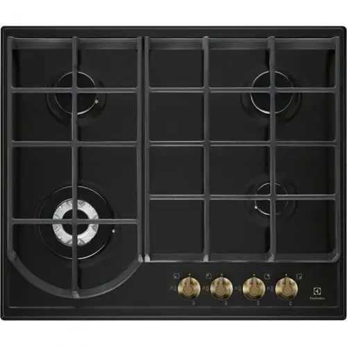 Plita incorporabila Electrolux EGH6343ROR, Gaz, 4 arzatoare, Gratare de fonta (Negru)
