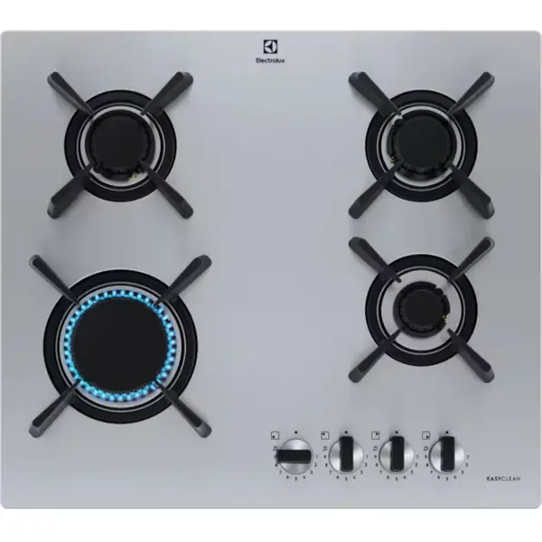 Plita incorporabila Electrolux KGU643723Z, Gaz, 4 zone, 60 cm, Wok, Termocuplu, Inox Easy Clean