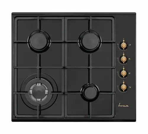 Plita incorporabila FRAM FBH-V4IWF-RBK, Gaz, 4 Arzatoare, Arzator Wok, Aprindere electrica, Sistem siguranta (Negru)