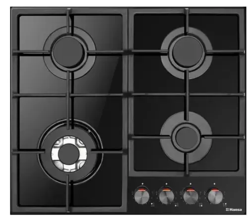 Plita incorporabila Hansa BHKS631540, Gaz, 4 Arzatoare (Negru)