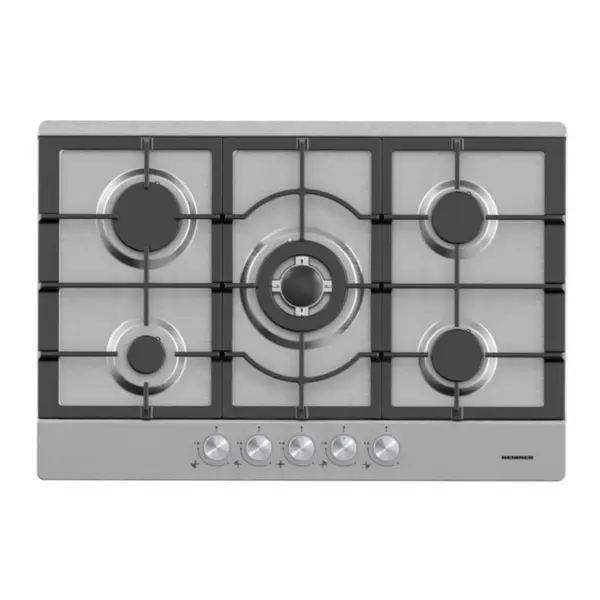 Plita incorporabila Heinner HBH-M705IWFIX, Aprindere electrica, Gaz, 5 Arzatoare, Wok, Gratar fonta