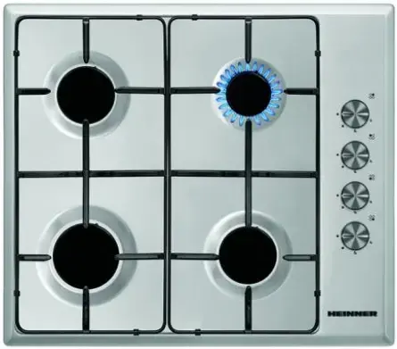 Plita incorporabila Heinner HBH-S584I-IX, Gaz, 4 arzatoare, Aprindere electrica (Inox)
