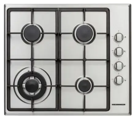 Plita incorporabila Heinner HBH-V4IWFSCIX, Gaz, 4 Arzatoare, Aprindere electrica integrata, Arzator Wok (Inox)