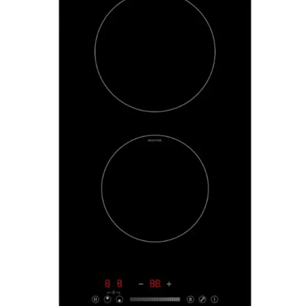 Plita incorporabila Heinner HBHI-M2ZBSTC, Inductie, 2 zone de gatit, Control touch-glisare, Timer, Sticla Neagra