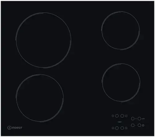 Plita incorporabila Indesit Aria RI 161 C, Vitroceramica, 6200 W, 4 zone de gatit, Control Touch, 58 cm (Negru)