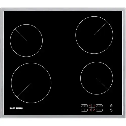 Plita incorporabila Samsung C61R2AAST, 4 zone gatire, vitroceramica, Touch, LED, Child Lock, Rama inox