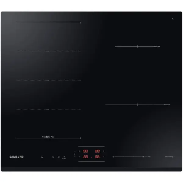 Plita incorporabila Samsung NZ64B6056GK/U2, Inductie, 4 zone de gatire, Flex Zone Plus, WiFi, SmartThings Cooking, Auto Connectivity (cu hote compatibile), 60 cm, Negru