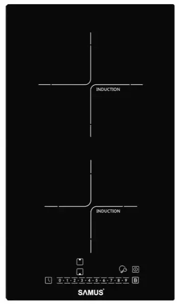 Plita incorporabila Samus PSI-32BG5, Vitroceramica, Inductie, 2 Zone de gatit (Negru)