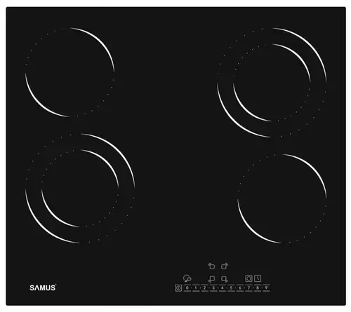Plita incorporabila Samus PSVE-64BG3, Vitroceramica, 5800 W, 4 Zone de gatit (Negru)