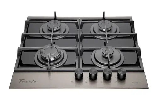Plita incorporabila Tornado ECLIPSE, Gaz, 4 Arzatoare (Dark inox)