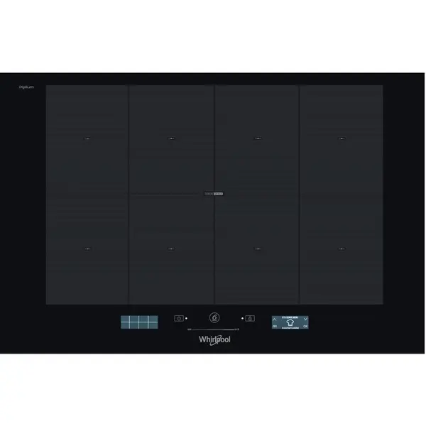 Plita incorporabila Whirlpool SMP 778 C/NE/IXL, Inductie, 4 zone de gatit, 8 zone de gatire, Tehnologia Al 6-lea Simt, FlexiFull, Negru
