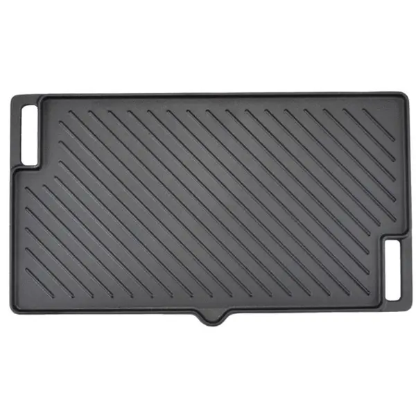 Plita pentru Gratar, Fonta, 2 Fete Cioc, 45 x 25 cm, Negru, Perfect Home