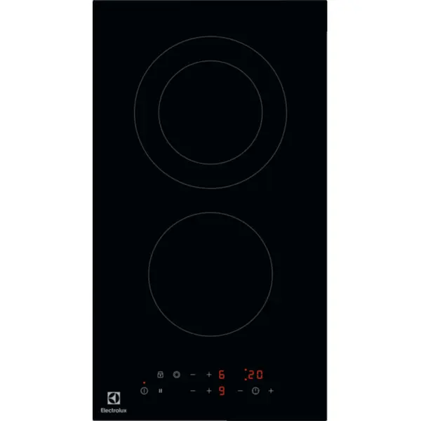 Plita vitroceramica Domino Electrolux LHR3233CK, 29 cm, 2 zone de gatit, Negru