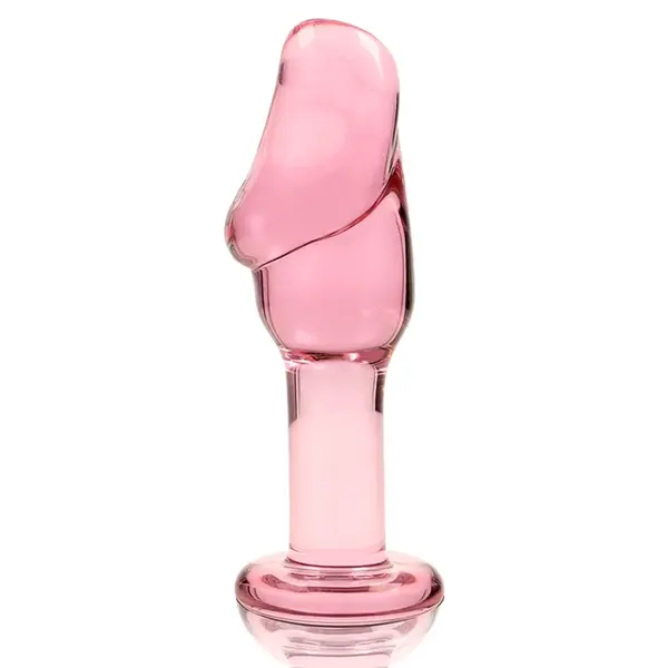Plug anal IBIZA Nebula Model 06, din sticlă borosilicată, lungime inserabilă 11.5 cm, diametru 4 cm, roz transparent