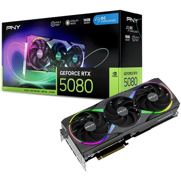 PNY Placa Video PNY GEFORCE RTX 5080 ARGB EPIC-X RGB OC, 16GB, GDDR7, 256bit