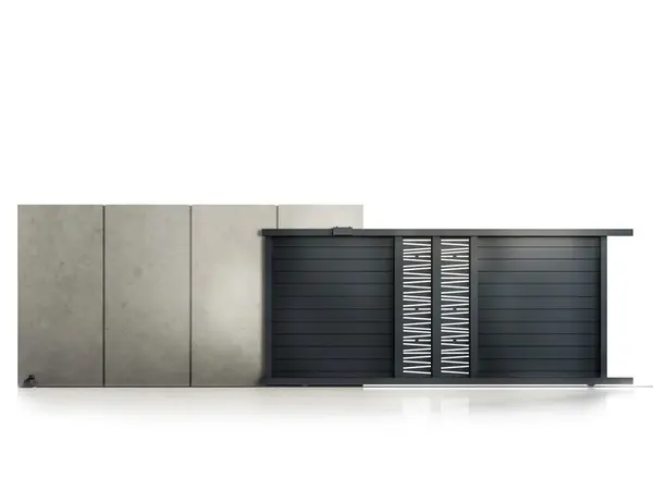 Poarta auto culisanta exterior Virtuoso Poseidon, aluminiu 6063, 3000x1800mm, gri antracit RAL7016, prefabricata, 50-806P/7016/3.0
