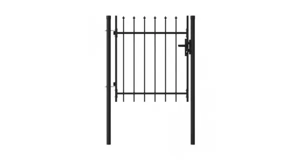 Poarta de gard cu o usa, varf ascutit, negru, 1 x 1 m, otel