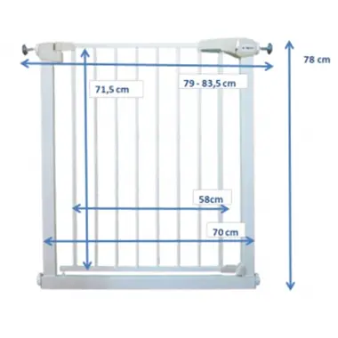 Poarta de siguranta din metal R-Sport S0 alb 79-83.5 cm