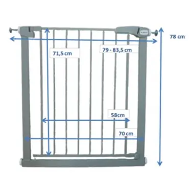 Poarta de siguranta din metal R-Sport S0 gri 79-83.5 cm