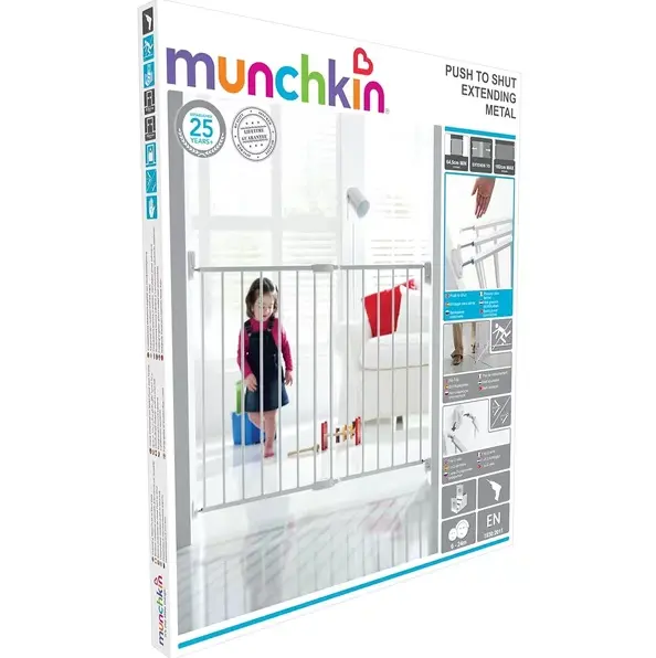 Poarta de siguranta extensibila Munchkin din Metal Push To Shut white