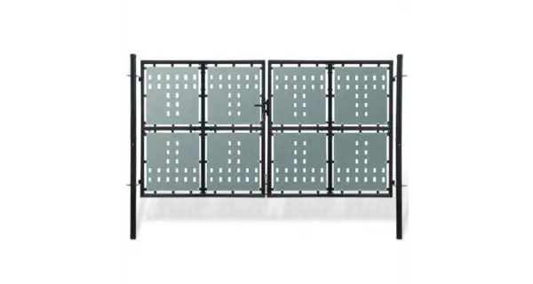 Poarta dubla neagra pentru gard 300 x 225 cm