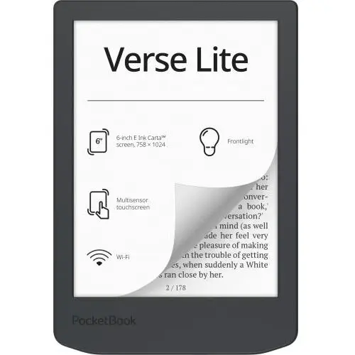 Pocketbook Cititor eBook PocketBook Verse Lite 8GB, gri inchis, 6, USB Type-C/WiFi, 108x156x7,6mm