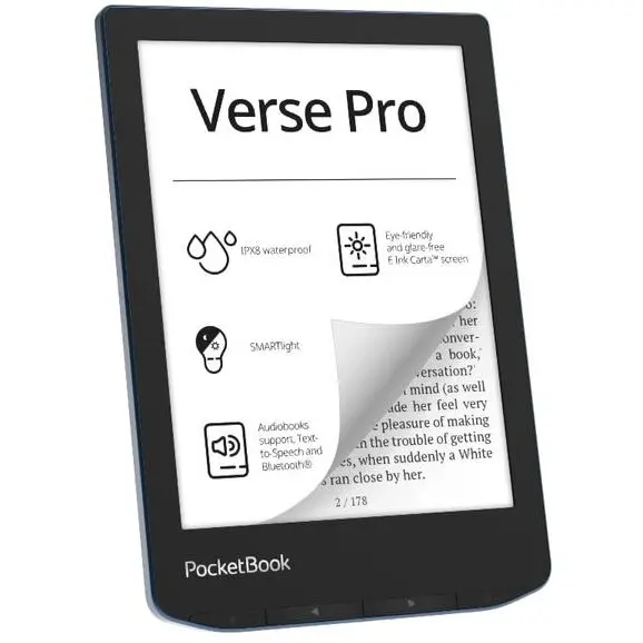 Pocketbook E-Book Reader PocketBook Verse Pro PB634, Ecran tactil 6.0 E Ink Carta™ 1200, 300DPI, 512MB RAM, 16GB Flash, SMARTlight, WiFi, Albastru