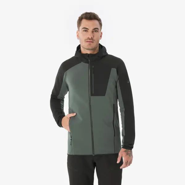 Polar cu fermoar Drumeție la munte MH500 Negru Bărbați