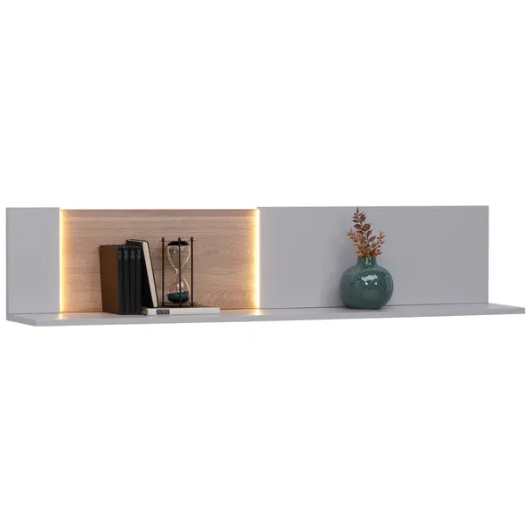 Poliță De Perete 150/30,4/24 cm, culoare lemn stejar, gri deschis