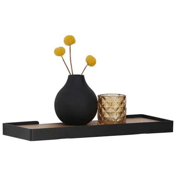 Poliță De Perete 40/3/15 cm, negru, culoare lemn stejar