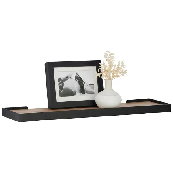 Poliță De Perete 60/3/15 cm, negru, culoare lemn stejar