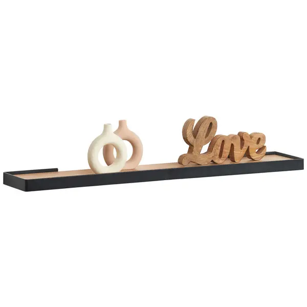 Poliță De Perete 80/3/15 cm, negru, culoare lemn stejar