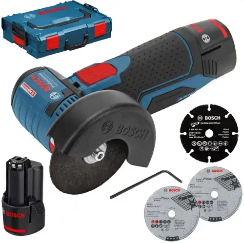 Polizor unghiular cu acumulator BOSCH GWS 12V-76, 2 acumulatori Li-Ion, 3Ah + L-BOXX