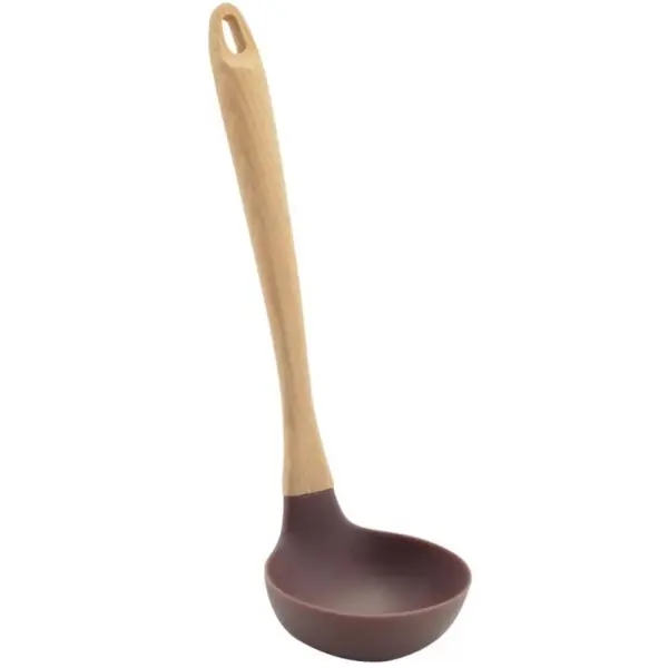 Polonic din Silicon cu Maner din Lemn, 29 cm, Perfect Home
